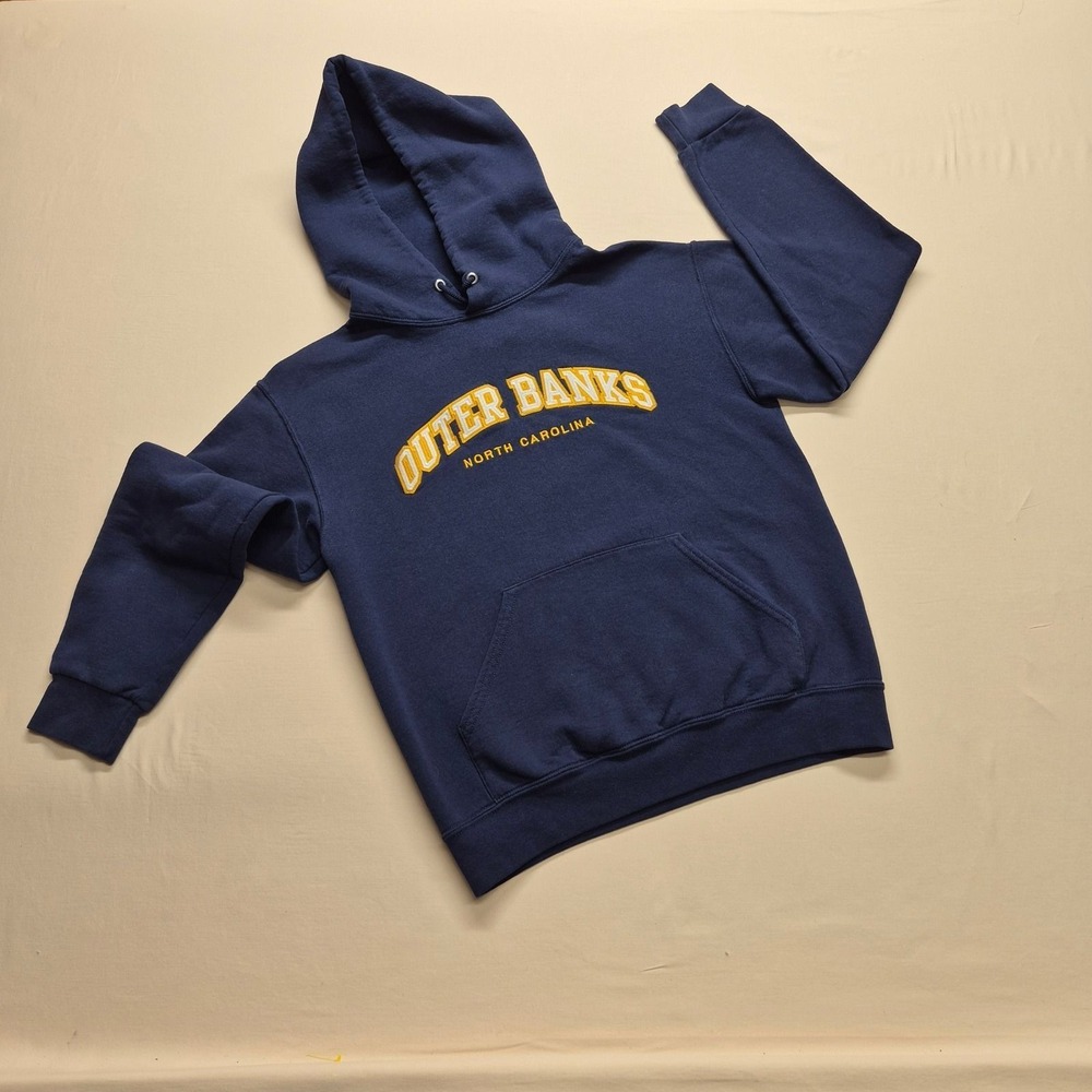 OBX | Outer Banks North Carolina Embroidered Hoodie Navy Blue Small | Preppy - Picture 2 of 6